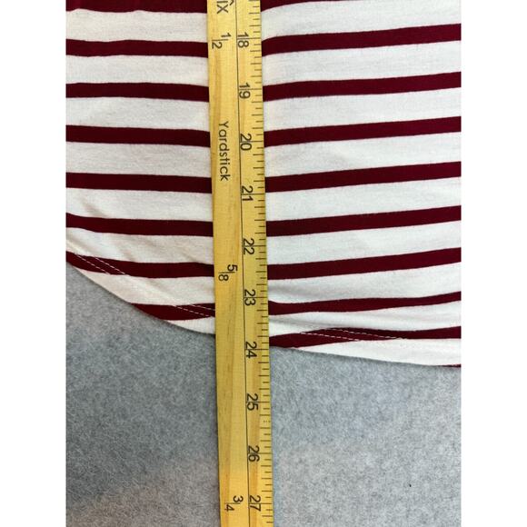 Green Envelope Shirt Womens L Red White Striped Artist Tee Round Neck Sleeveless - Picture 6 of 8